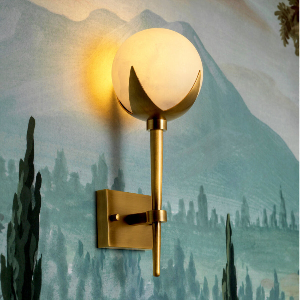 Eichholtz Alesa Single Wall Lamp, Antique Brass, Alabaster (120846UL)