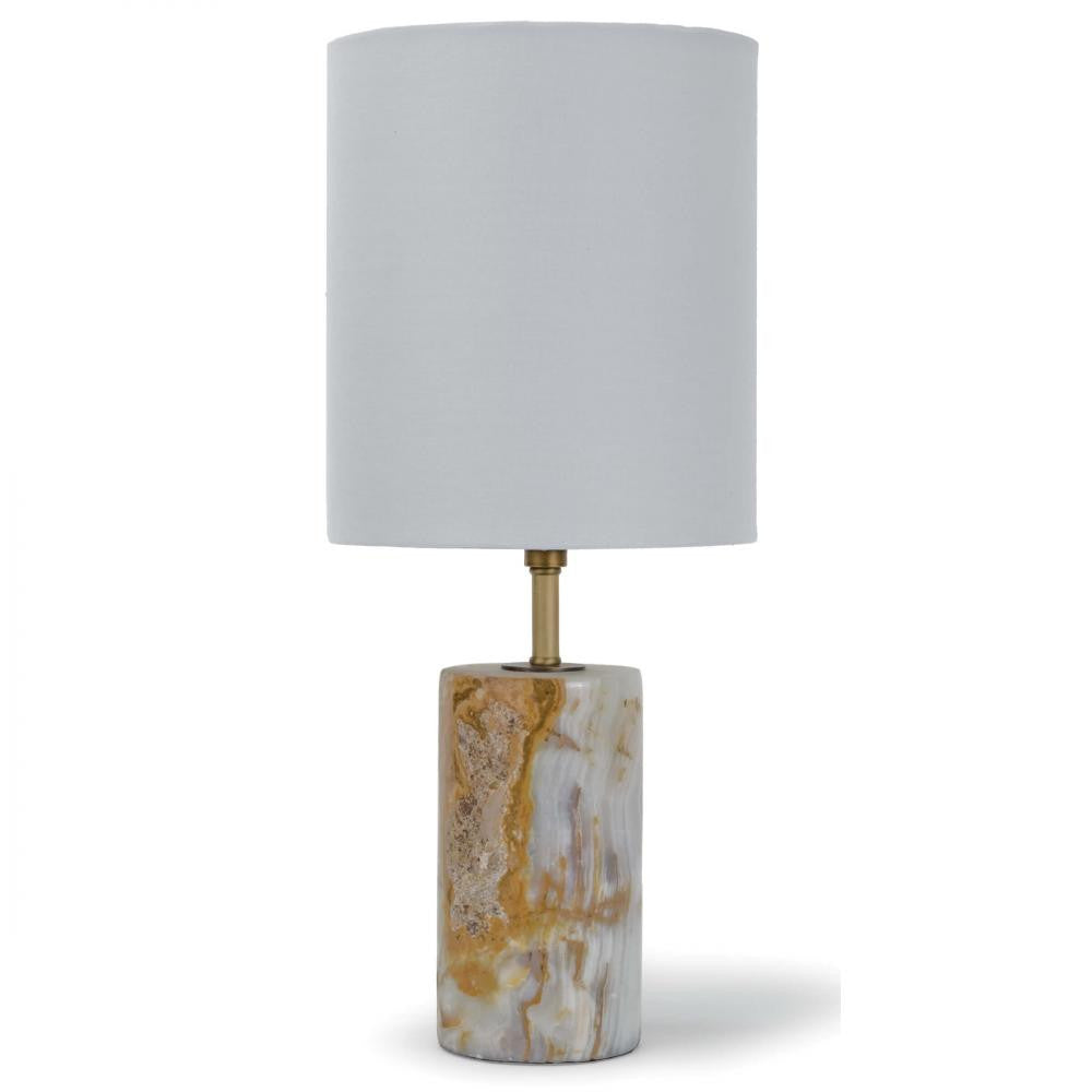 Regina Andrew Jade & Brass Mini Cylinder Lamp Brown, Natural Stone