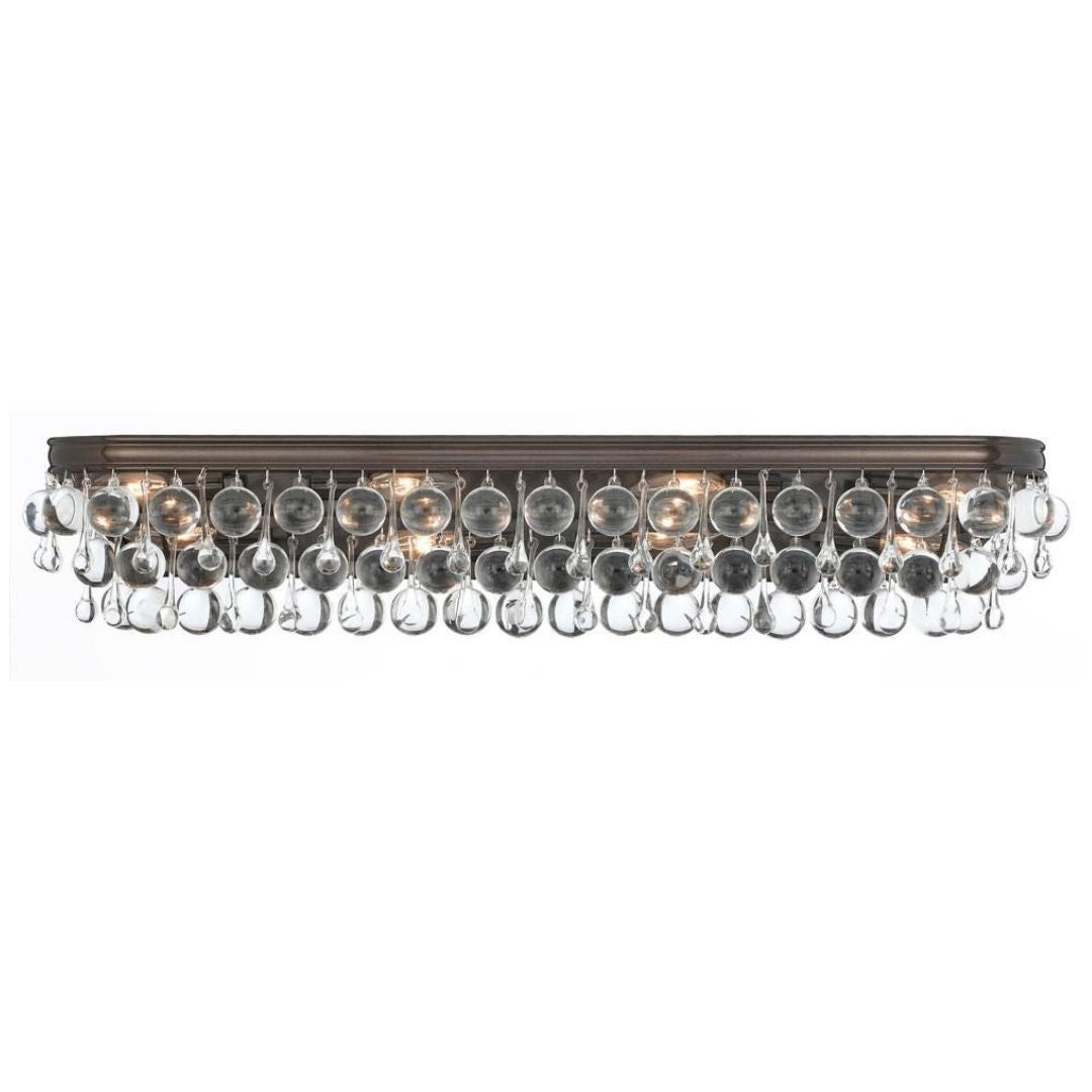 Crystorama Calypso 8 Light Bathroom Vanity - Vibrant Bronze, Clear Glass Drops 6"H