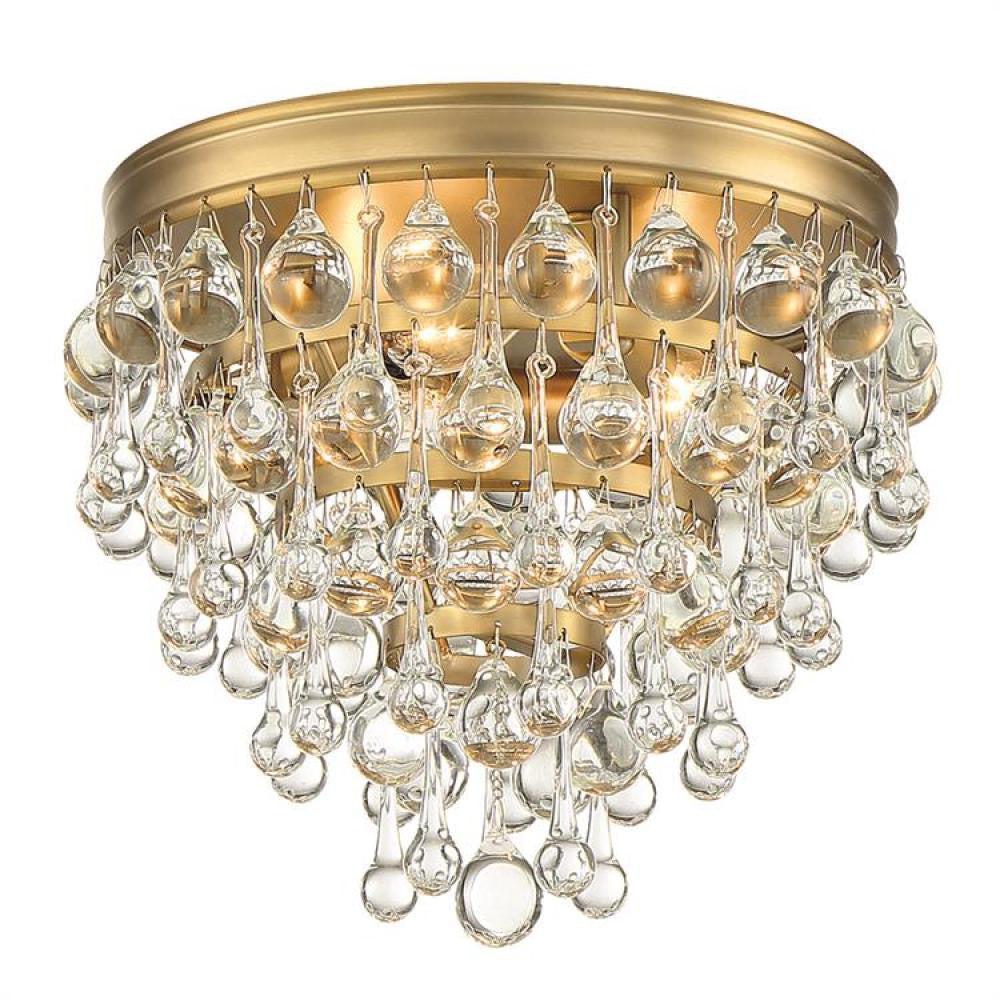 Calypso Flush Mount - Vibrant Gold, Clear Glass Drops 9.5"H, Crystorama (135-VG  2KRUT)