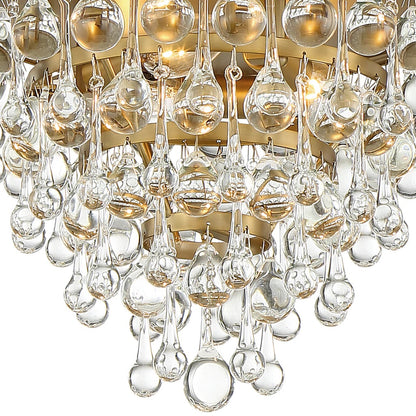 Calypso Flush Mount - Vibrant Gold, Clear Glass Drops 9.5"H, Crystorama (135-VG  2KRUT)