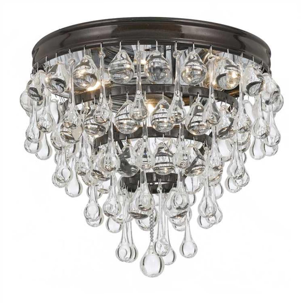 Crystorama Calypso 3 Light Flush Mount Matte Black