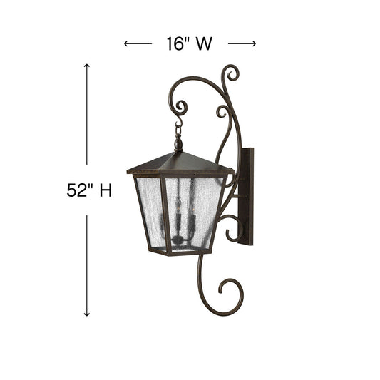 Hinkley Trellis Outdoor Wall Mount Lantern Aged Zinc