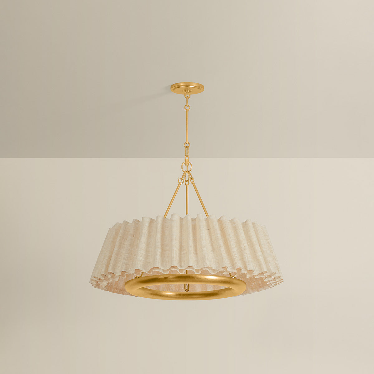 Hudson Valley Beechford 30" 6-Light Chandelier Vintage Gold Leaf detail view 1