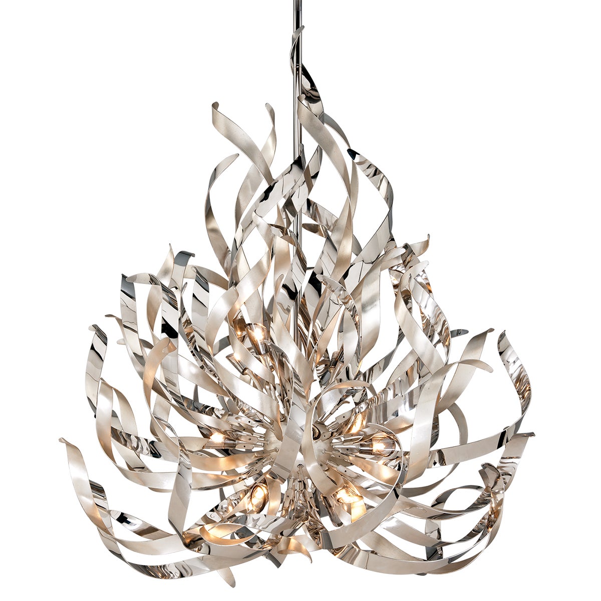 Corbett Graffiti Chandelier Silver Leaf with Stainless Steel