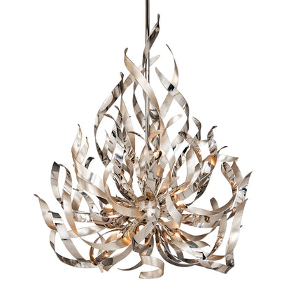 Corbett Graffiti Chandelier Silver Leaf with Stainless Steel