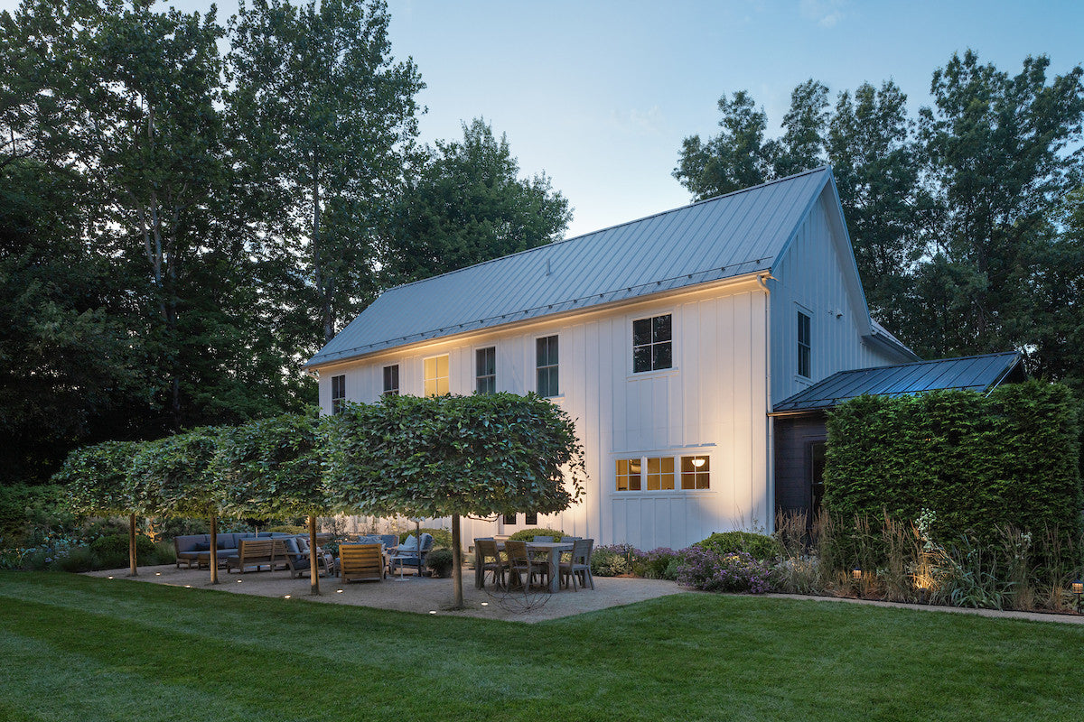 Hinkley Flat Top Outdoor Landscape Well Light installed with spot and path lights