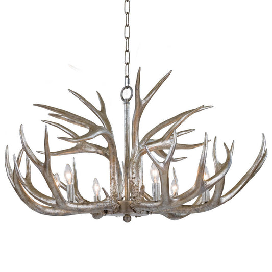 Regina Andrew Antler Chandelier Silver, Silver Leaf