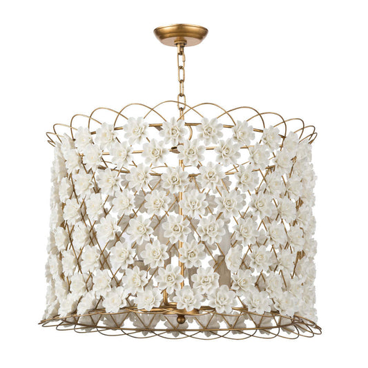 Regina Andrew Alice Porcelain Flower Chandelier Gold, Gold Leaf