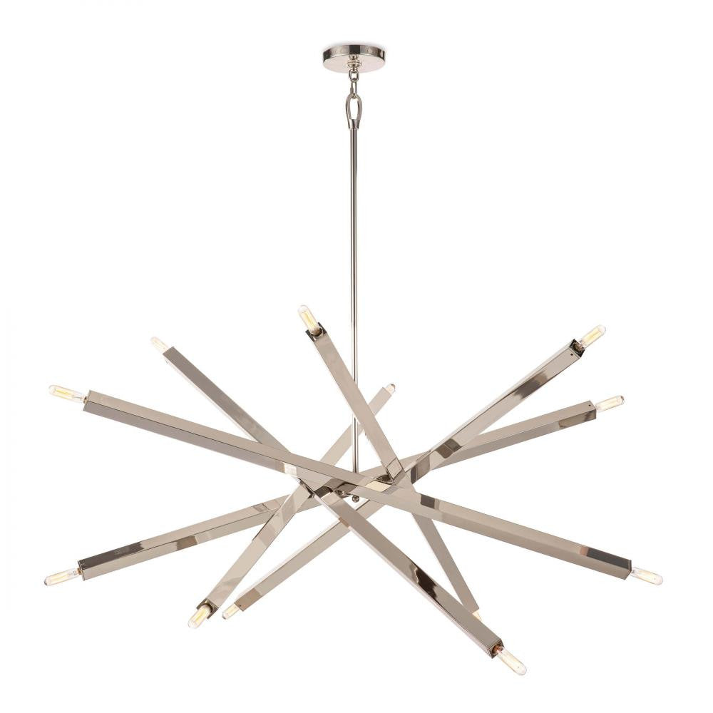 Regina Andrew Viper Chandelier, 12-Light, Polished Nickel, 44"H (16-1289PN 50500QZ) Nickel, Polished Nickel