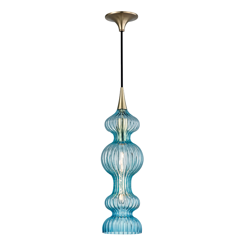 Hudson Valley Pomfret Pendant Aged Brass, Blue