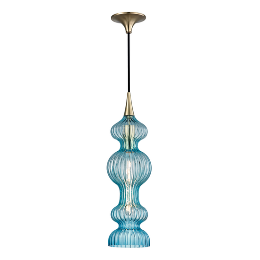 Hudson Valley Pomfret Pendant Aged Brass, Blue