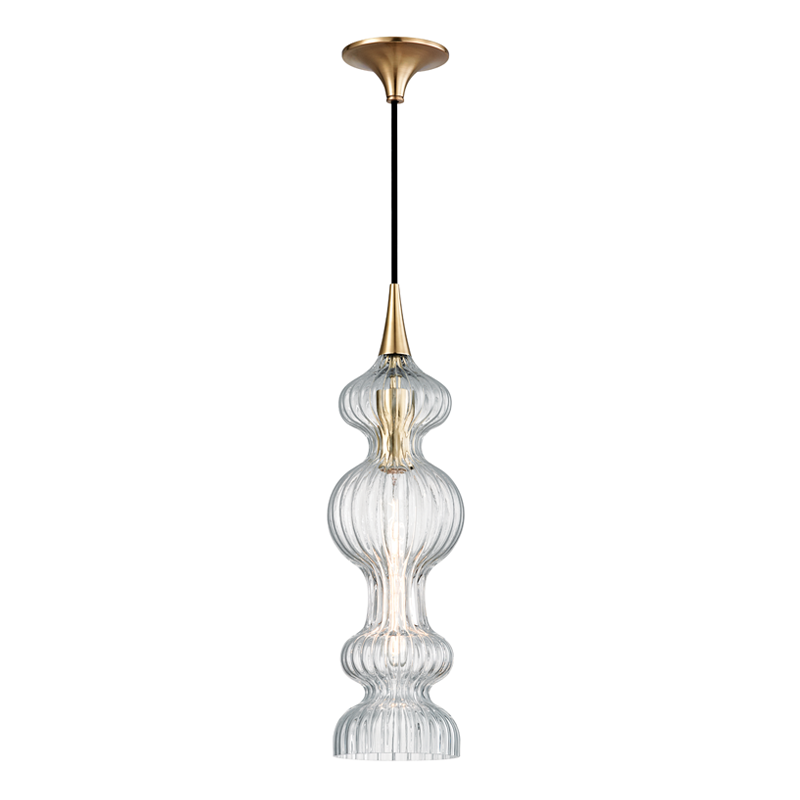 Hudson Valley Pomfret Pendant Aged Brass, Clear