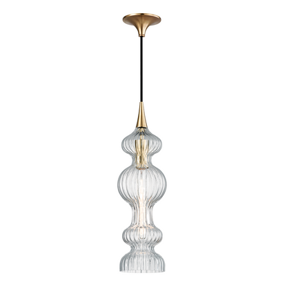 Hudson Valley Pomfret Pendant Aged Brass, Clear