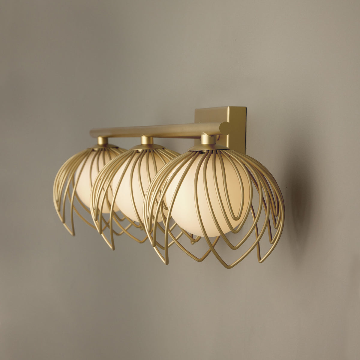 Capital Flora 3-Light Vanity in Buffed Gold