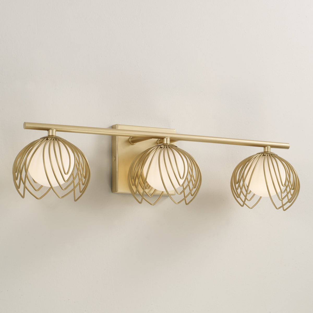 Capital Flora 3-Light Vanity in Buffed Gold