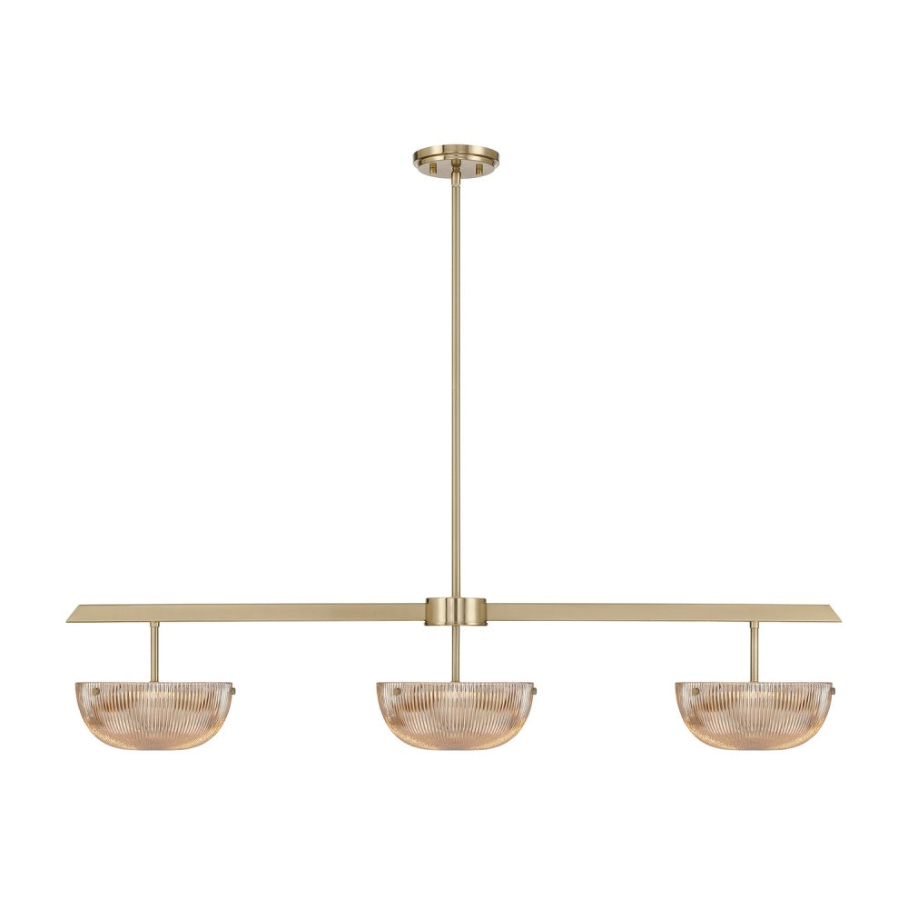 Savoy House Hubbard 3-Light LED Linear Chandelier - Noble Brass