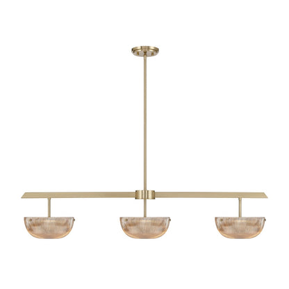 Savoy House Hubbard 3-Light LED Linear Chandelier - Noble Brass