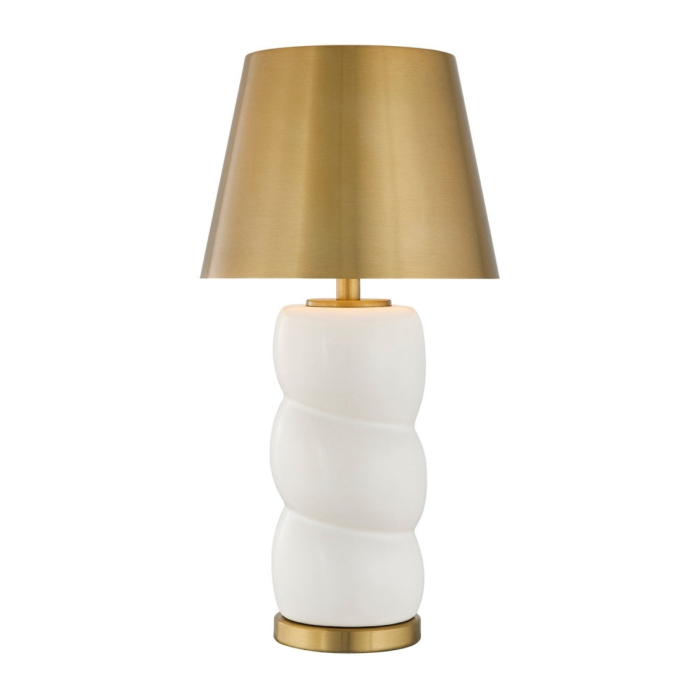 Savoy House Shelly 1-Light Rechargable Table Lamp - White and Brass