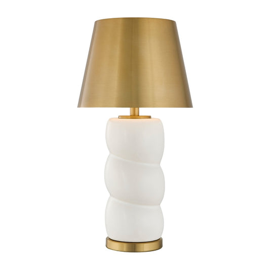 Savoy House Shelly 1-Light Rechargable Table Lamp - White and Brass