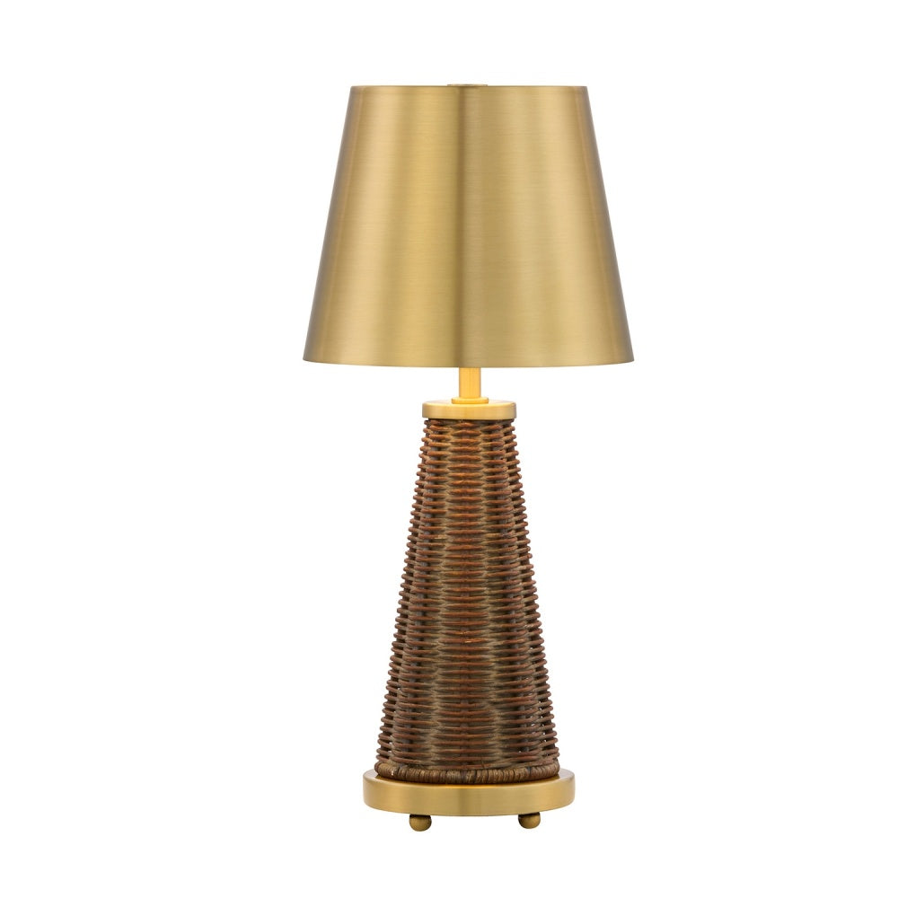Savoy House Hazel 1-Light Rechargable Table Lamp - Brass and Rattan