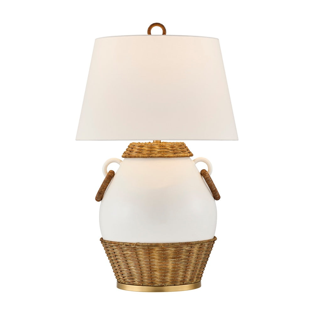Savoy House Penelope 1-Light Table Lamp - White and Rattan
