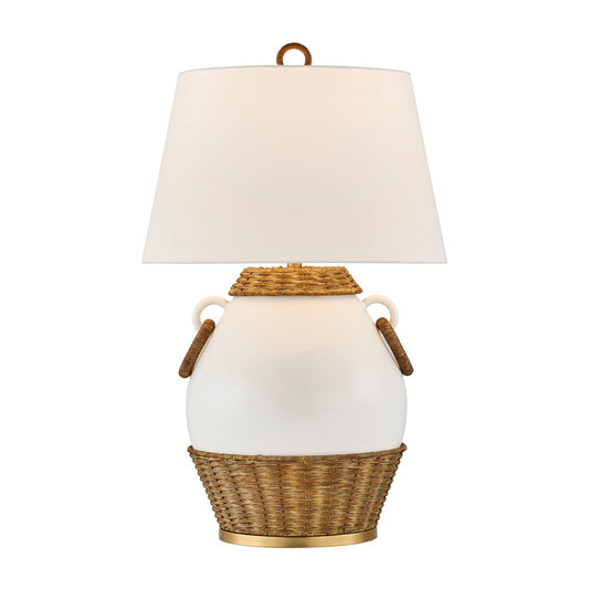 Savoy House Penelope 1-Light Table Lamp - White and Rattan