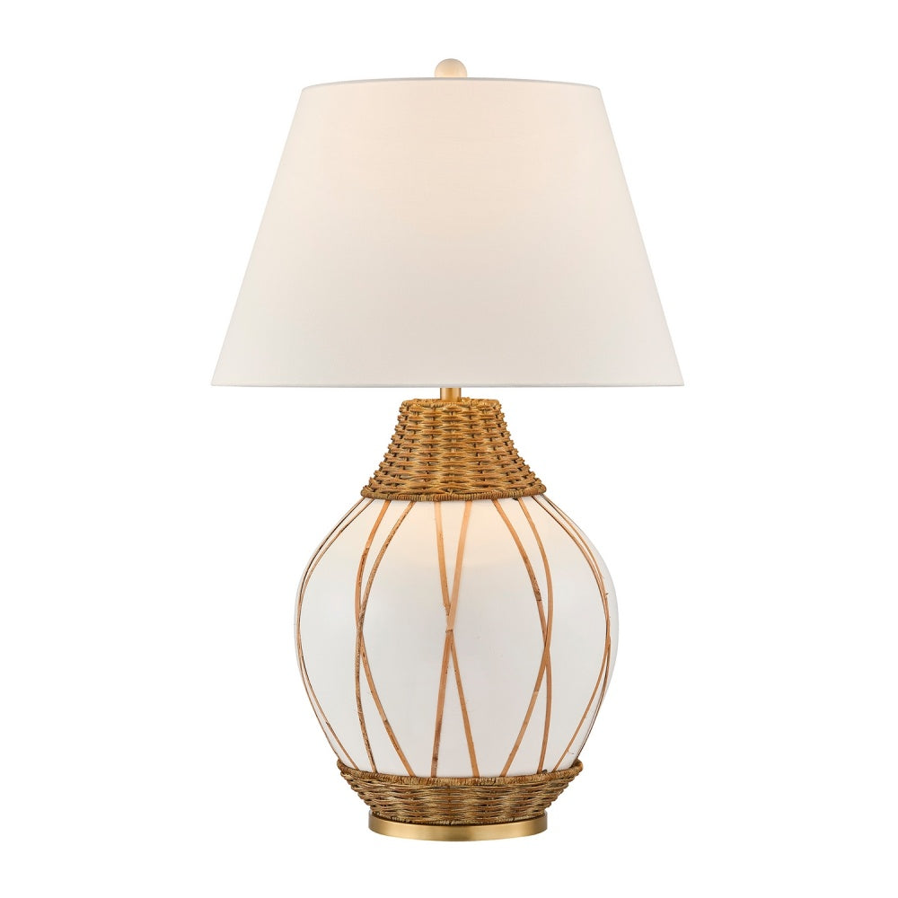 Savoy House Josephine 1-Light Table Lamp - White and Rattan