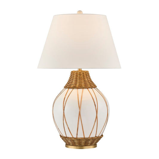 Savoy House Josephine 1-Light Table Lamp - White and Rattan
