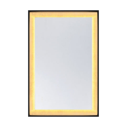 Savoy House Corvalis 48" x 32" LED Rectangle Frontlit Mirror with Sand Black and Gold Leaf Frame