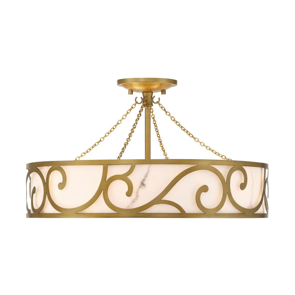 Savoy House Halstead 6-Light Semi-Flush - Antique Patina