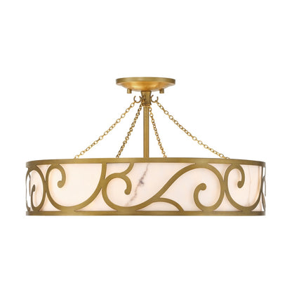 Savoy House Halstead 6-Light Semi-Flush - Antique Patina