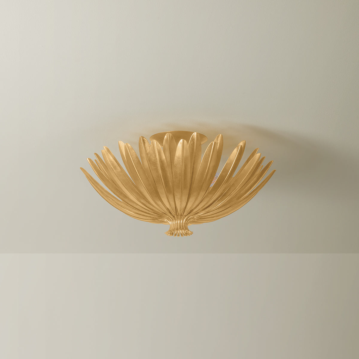 Hudson Valley Whitfield 3-Light Semi-Flush Mount Vintage Gold Leaf detail view 1