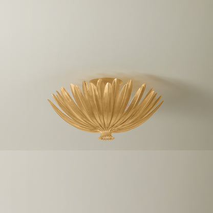 Hudson Valley Whitfield 3-Light Semi-Flush Mount Vintage Gold Leaf detail view 1