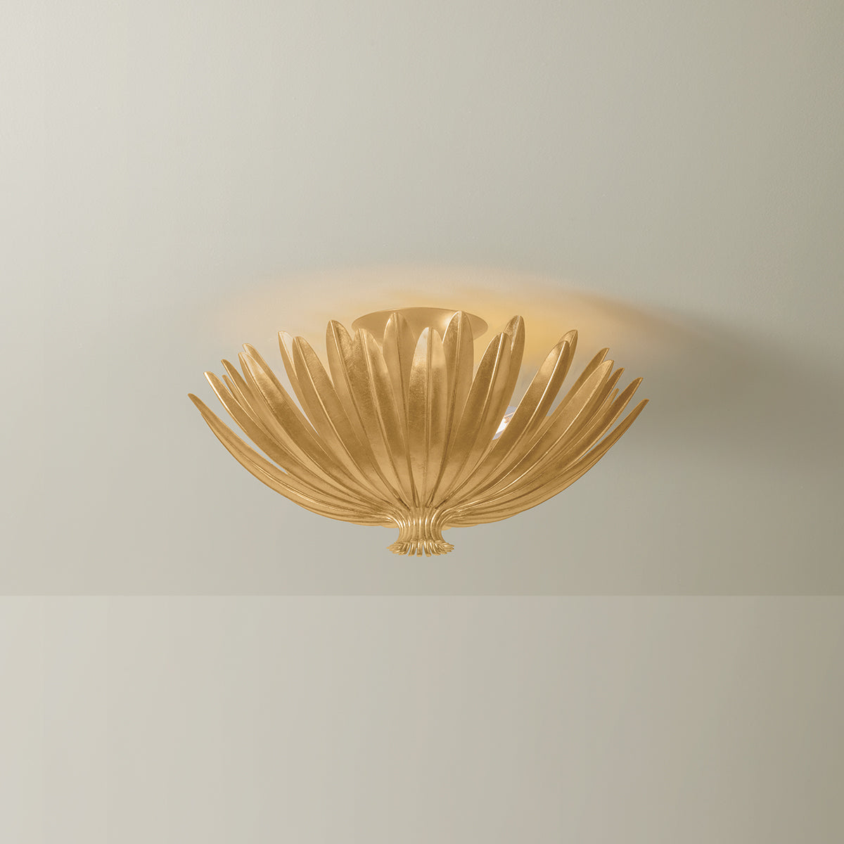 Hudson Valley Whitfield 3-Light Semi-Flush Mount Vintage Gold Leaf detail view 2
