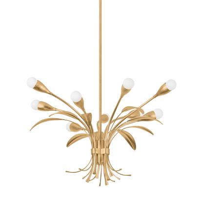 Hudson Valley Bilston 9-Light Chandelier Vintage Gold Leaf