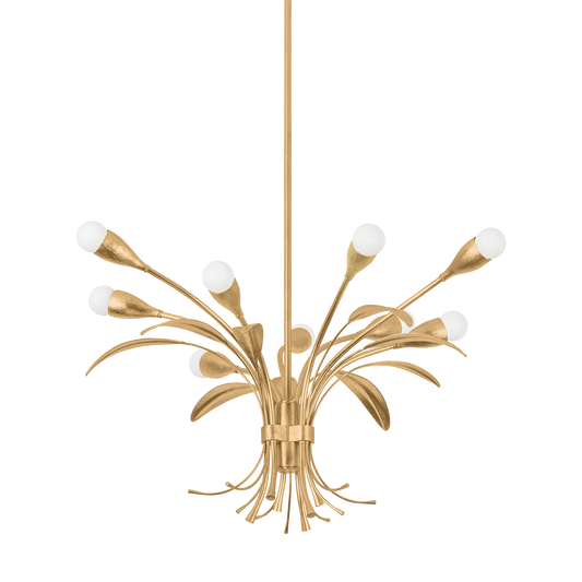 Hudson Valley Bilston 9-Light Chandelier Vintage Gold Leaf