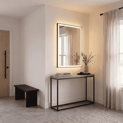 Savoy House Paulding 48" x 32" LED Rectangle Frontlit Mirror with Black Frame