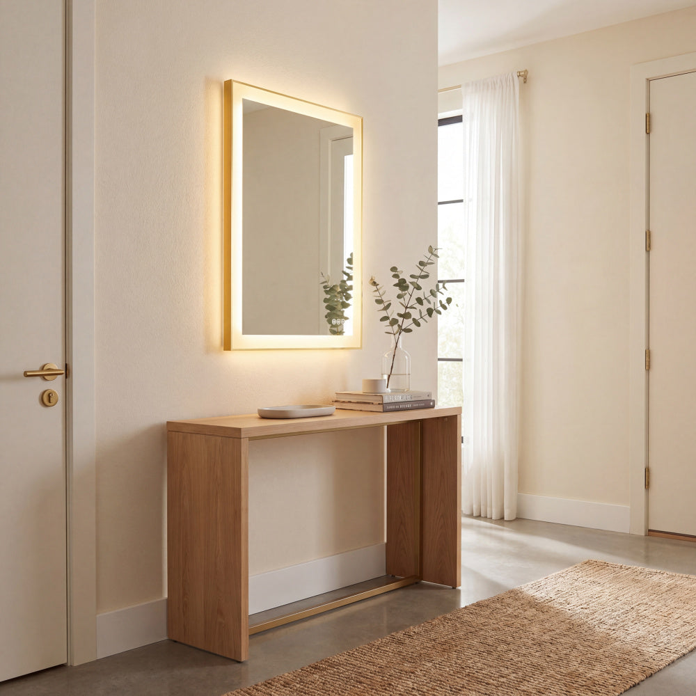 Savoy House Paulding 24" x 32" LED Rectangle Frontlit Mirror with Gold Frame - Default Title