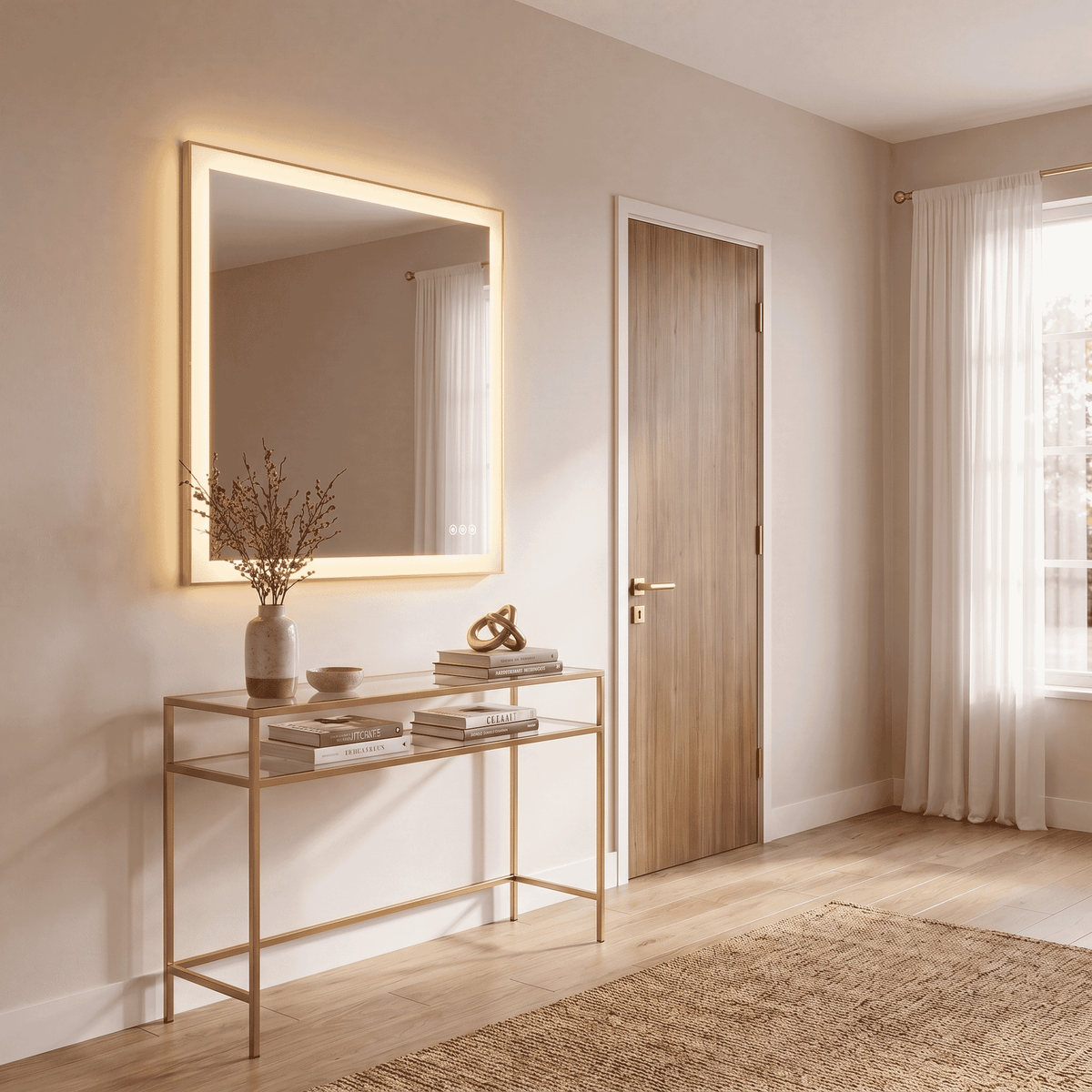 Savoy House Paulding 30" x 36" LED Rectangle Frontlit Mirror with Gold Frame