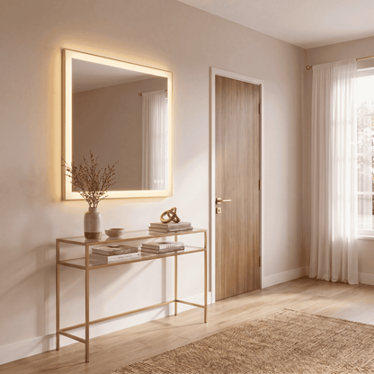 Savoy House Paulding 30" x 36" LED Rectangle Frontlit Mirror with Gold Frame