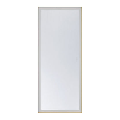 Paulding 30" x 72" LED Rectangle Frontlit Mirror with Gold Frame