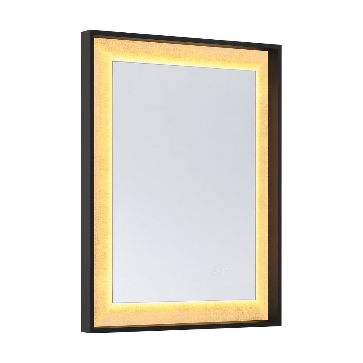 Corvalis 24" x 32" LED Rectangle Frontlit Mirror with Sand Black and Gold Leaf Frame