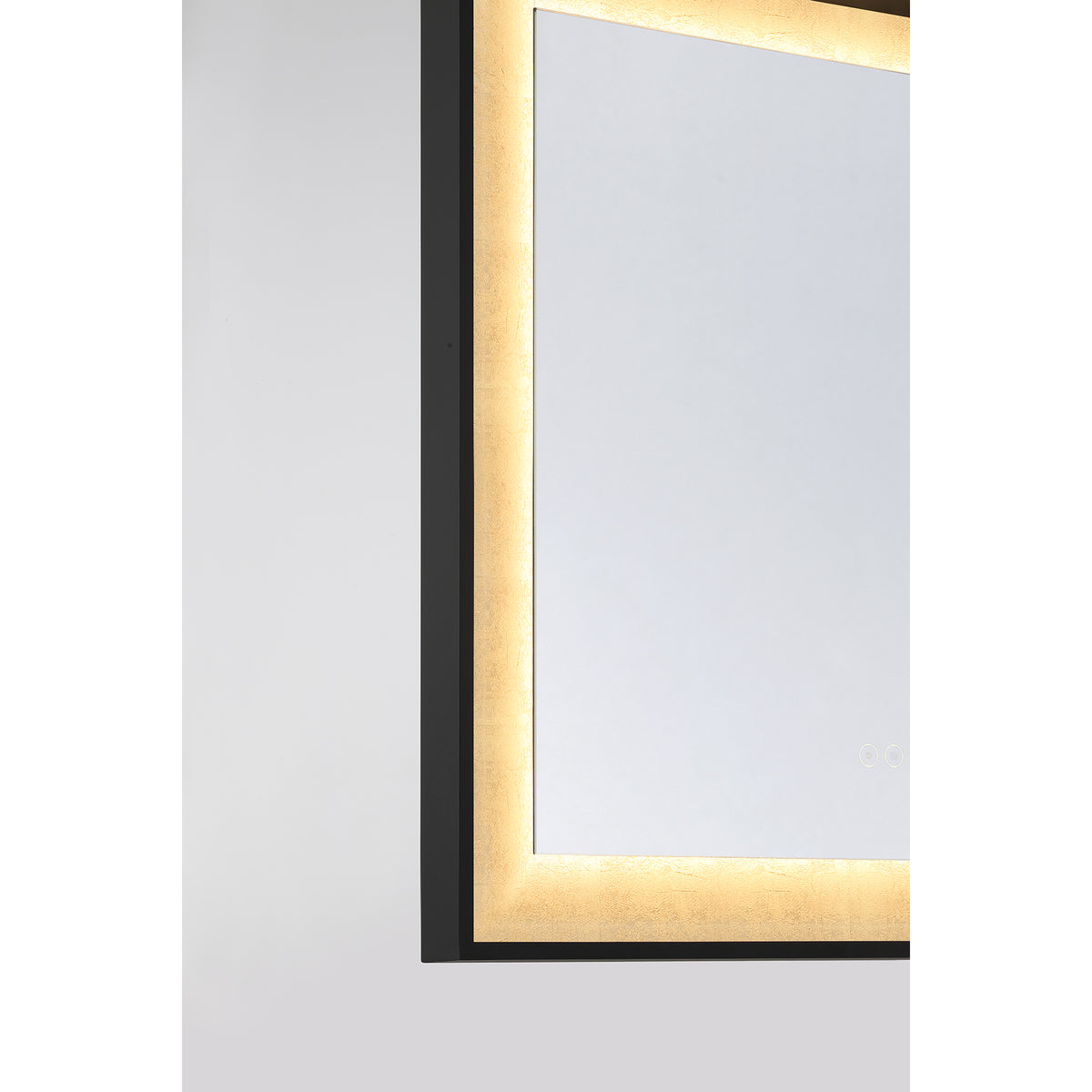Corvalis 24" x 32" LED Rectangle Frontlit Mirror with Sand Black and Gold Leaf Frame