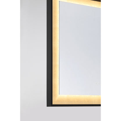 Corvalis 24" x 32" LED Rectangle Frontlit Mirror with Sand Black and Gold Leaf Frame