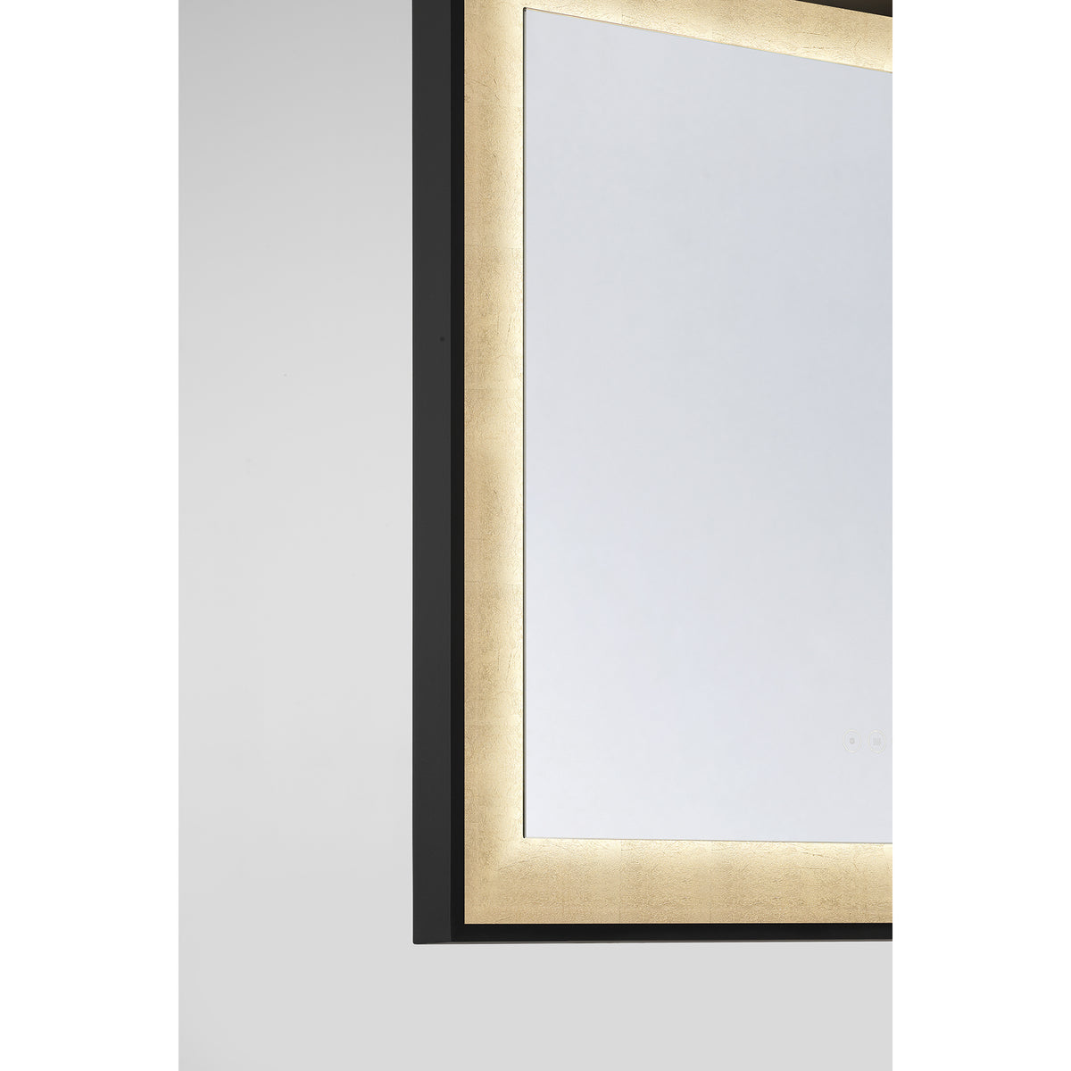 Corvalis 24" x 32" LED Rectangle Frontlit Mirror with Sand Black and Gold Leaf Frame
