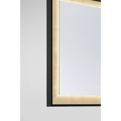 Corvalis 24" x 32" LED Rectangle Frontlit Mirror with Sand Black and Gold Leaf Frame