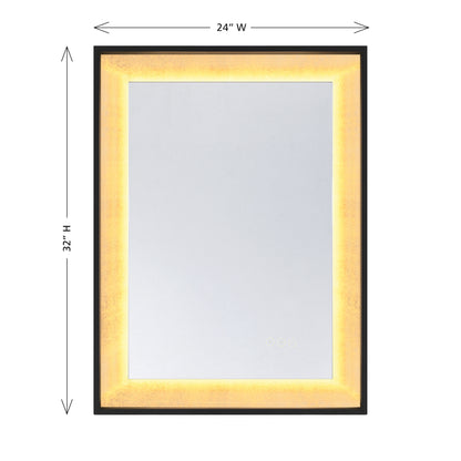 Corvalis 24" x 32" LED Rectangle Frontlit Mirror with Sand Black and Gold Leaf Frame