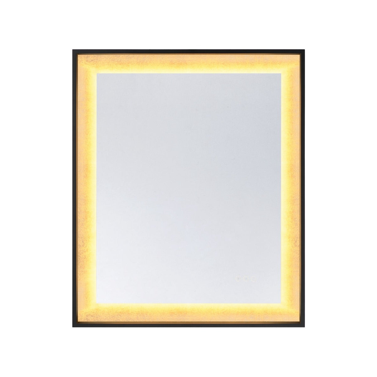 Savoy House Corvalis 30" x 36" LED Rectangle Frontlit Mirror with Sand Black and Gold Leaf Frame