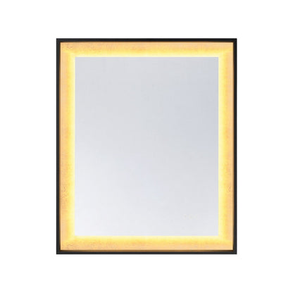 Savoy House Corvalis 30" x 36" LED Rectangle Frontlit Mirror with Sand Black and Gold Leaf Frame